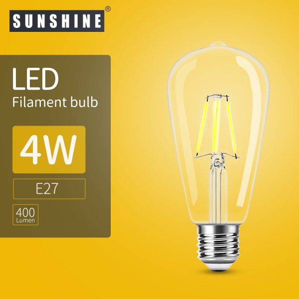 Ampoule en format ST64 à quatre filament-LED - 4 watts culot E27